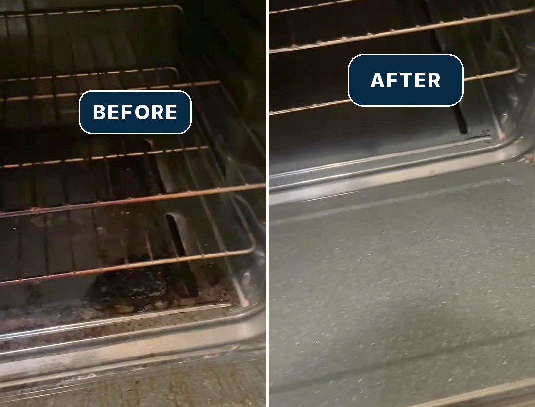 Oven interior, before and after a Clean Slate deep clean