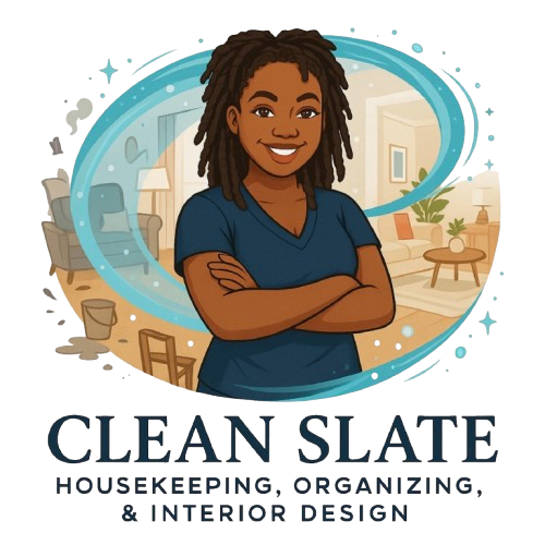 Clean Slate logo: Housekeeping, Organizing, & Interior Design