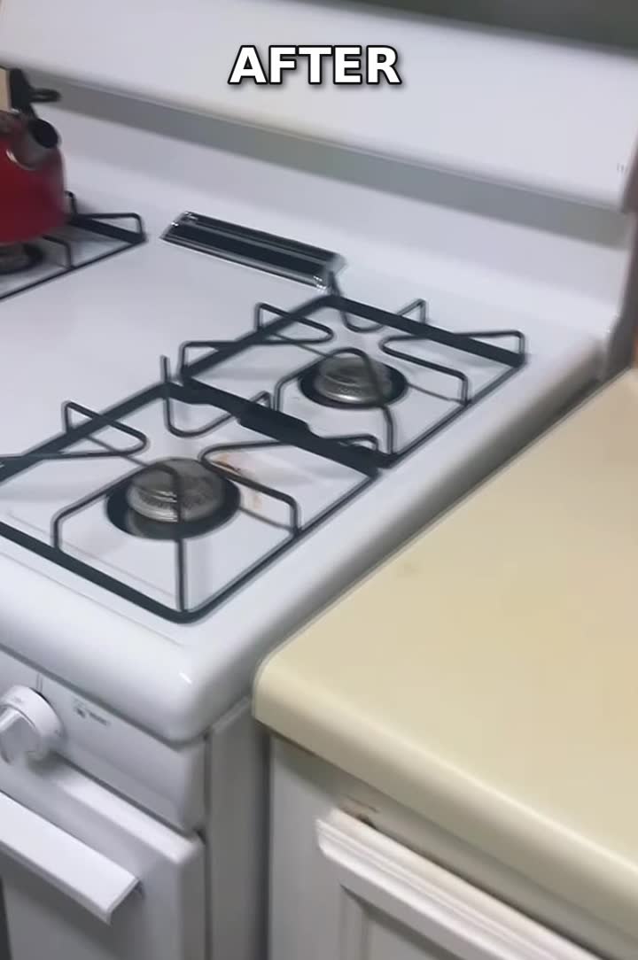 After: stained laminate counter and gas stove, cleaned by Clean Slate in Stone Mountain, GA