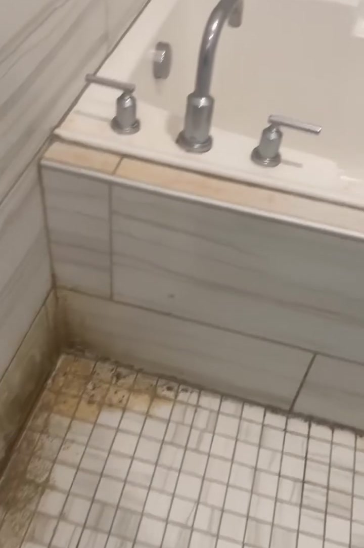 Before: heavily soiled shower, Stone Mountain, GA