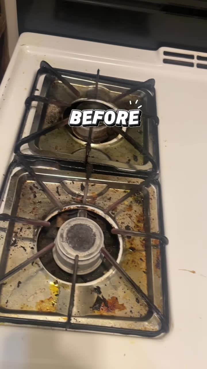 Before: greasy gas stovetop grates and burners, Stone Mountain, GA