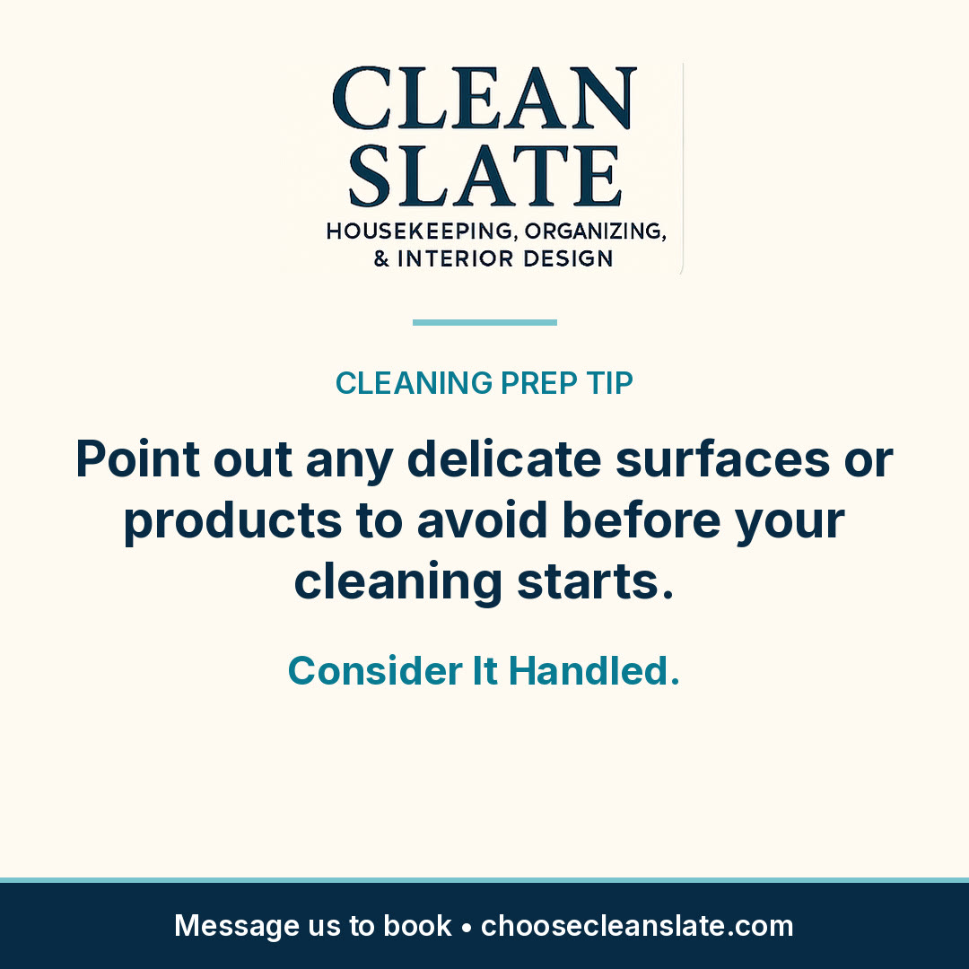 Clean Slate cleaning tip card: How to prepare for your house cleaner