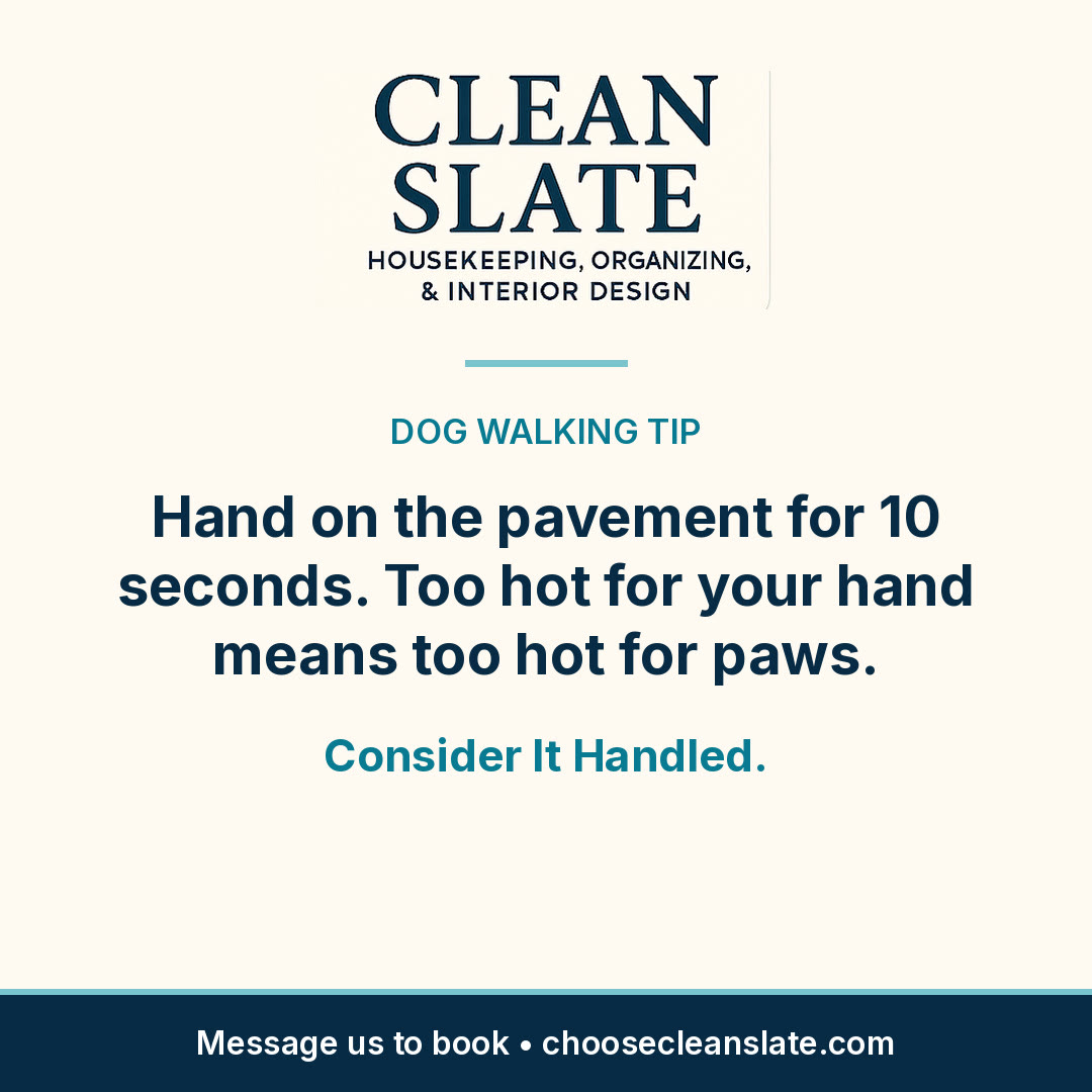 Clean Slate cleaning tip card: Dog walking